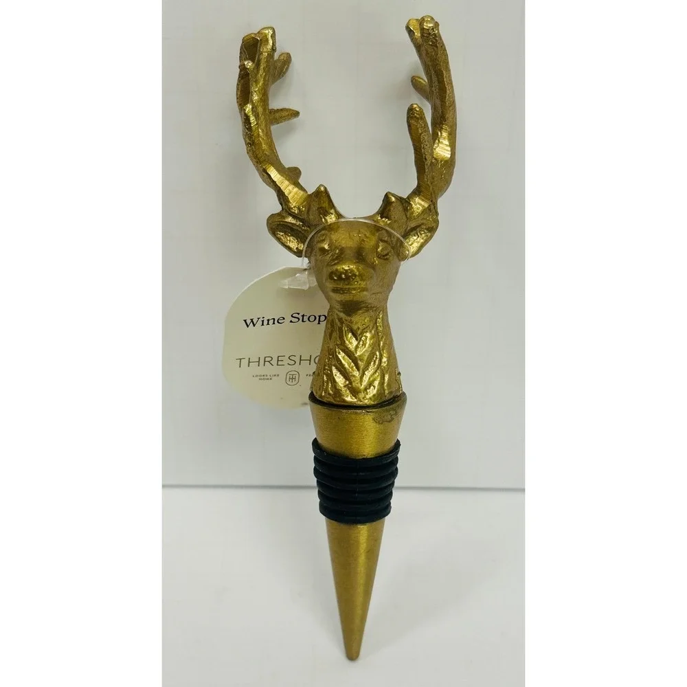 Threshold Gold Reindeer Head Wine Bottle Stopper 6